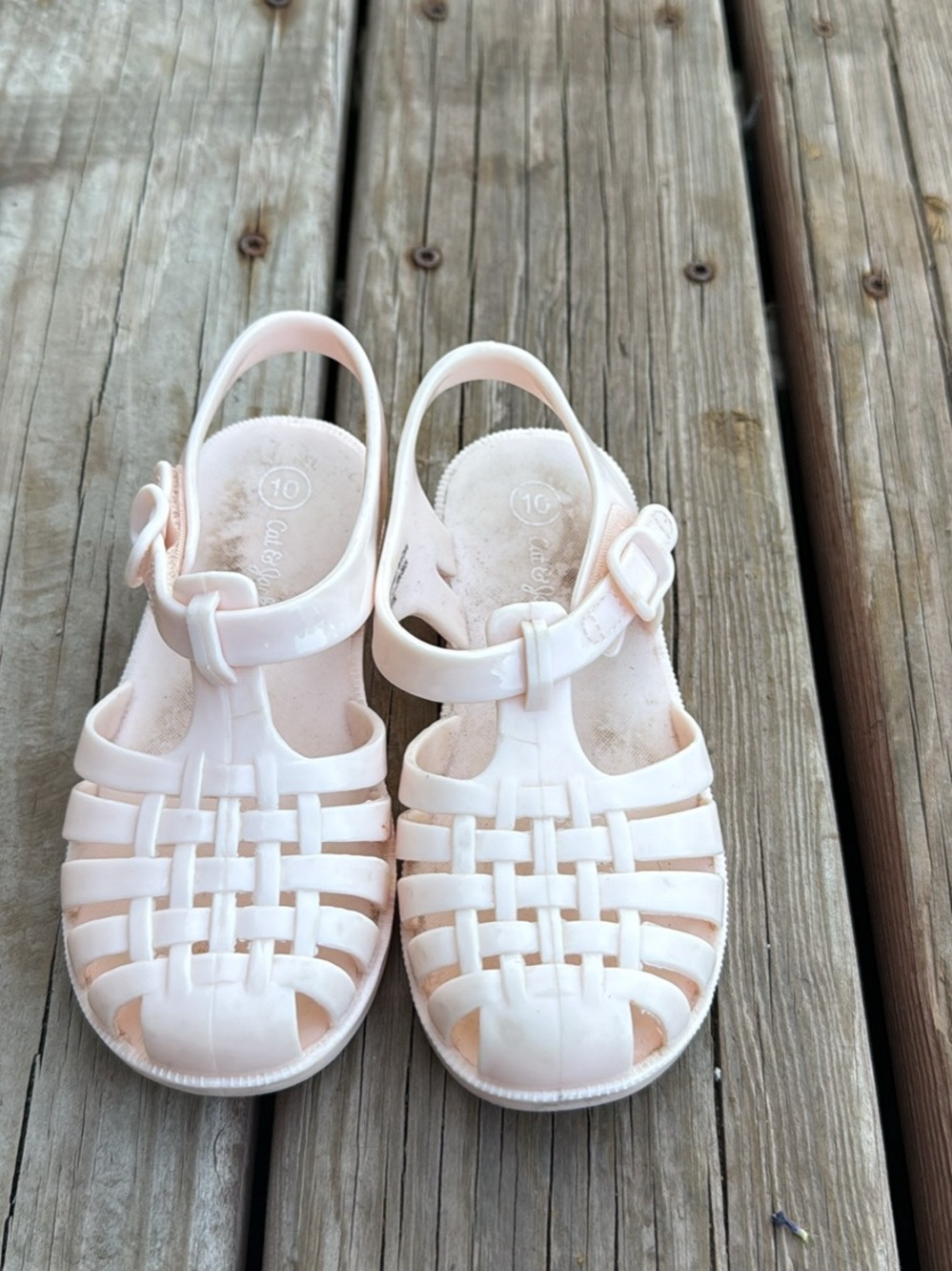 Cat & Jack Light Pink Jelly Woven Sandals with Buckle
